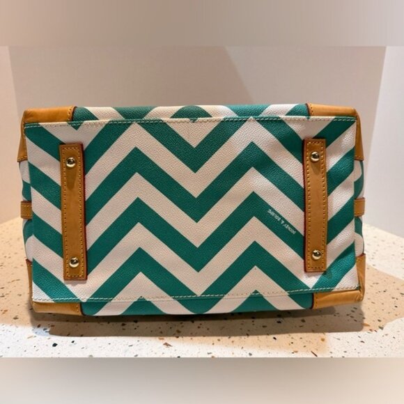Dooney & Bourke Chevron Stripped Leather Satchel Handbag - Picture 8 of 13